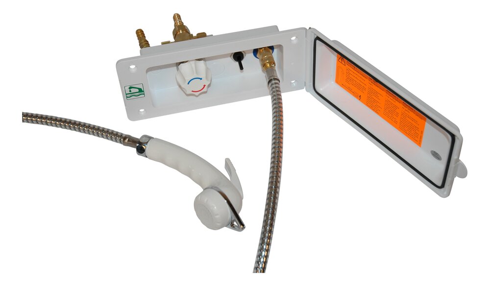 Uttak dusj m/bryter, slange hvit