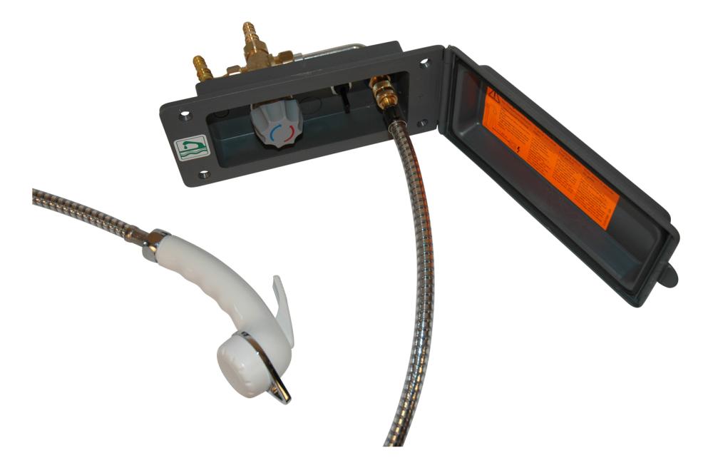 Uttak dusj m/bryter, slange grå