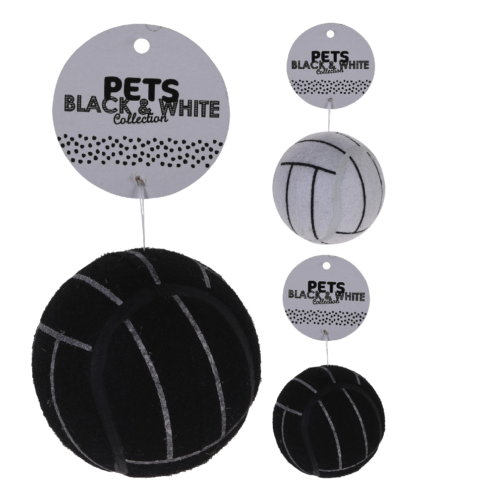 Hundeleke tennisball 7,5 cm Svart &amp; hvit
