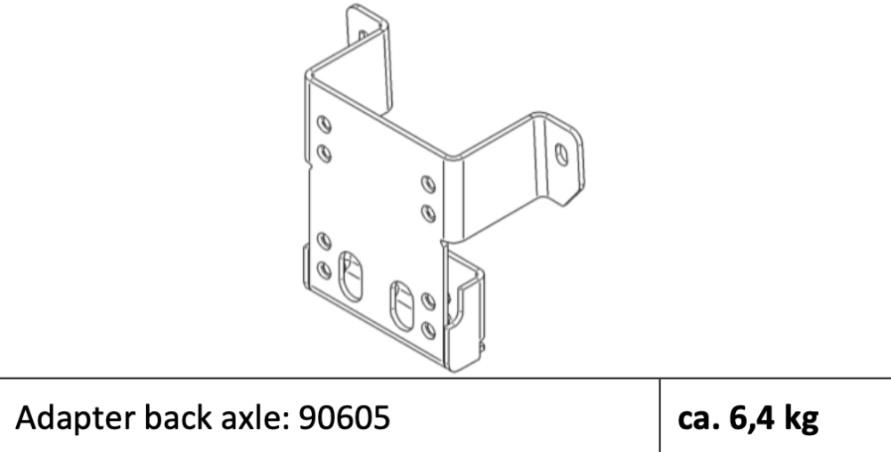 Adapter back axle: 90605 - Vekt: 6,4 kg