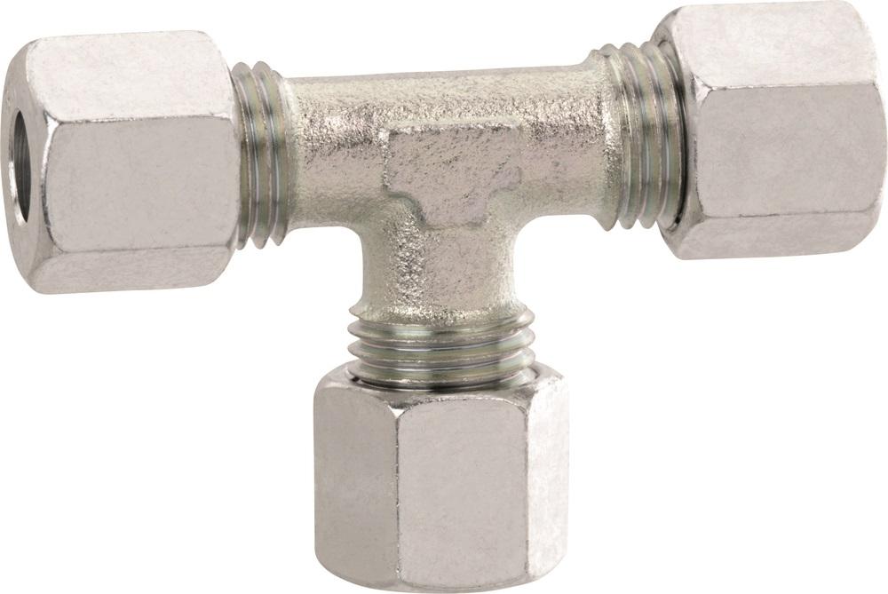 Gasskobling T-form 10x10x10 mm m/mutter