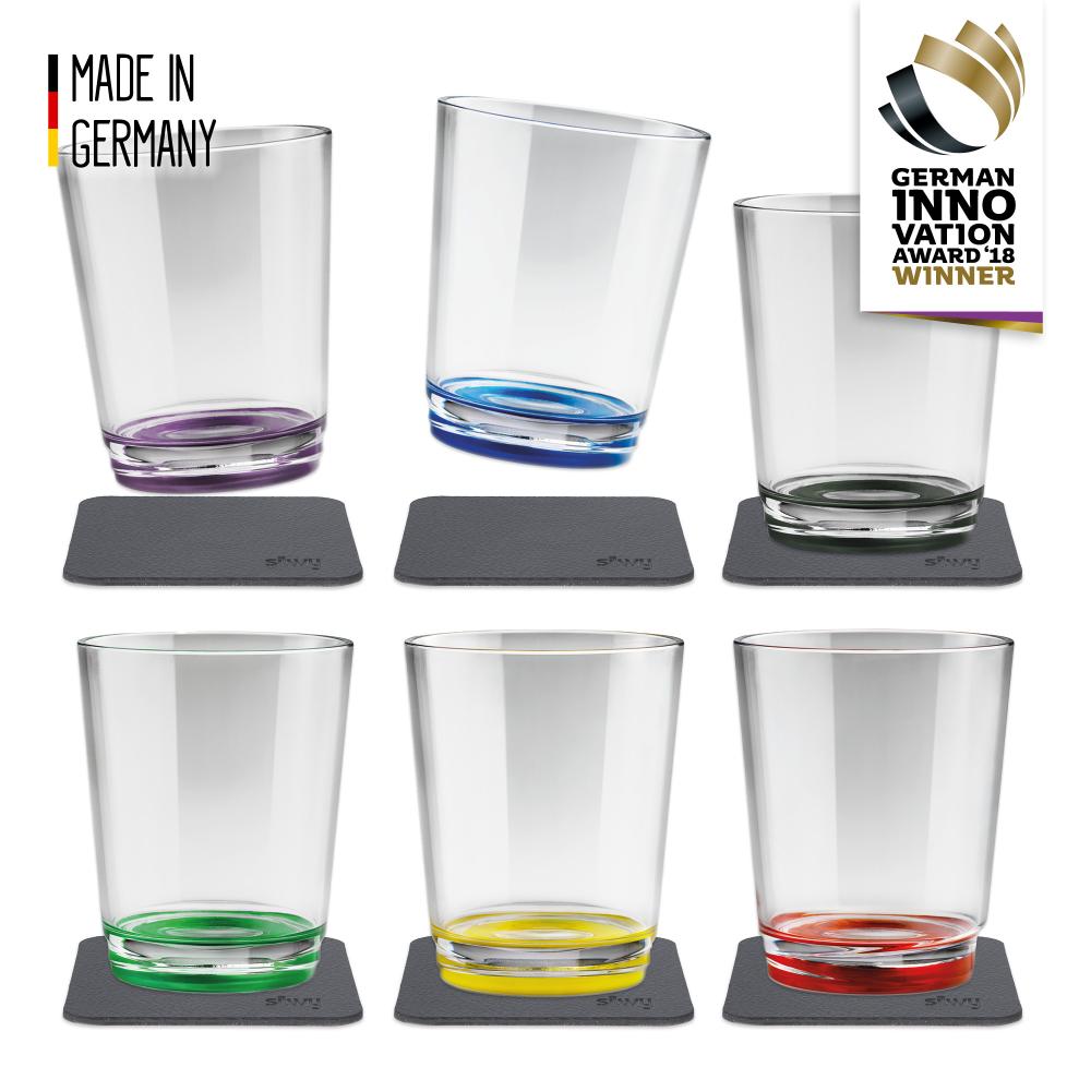 Magnetisk glass - Drikkeglass 25 cl. flerfarget 6 stk