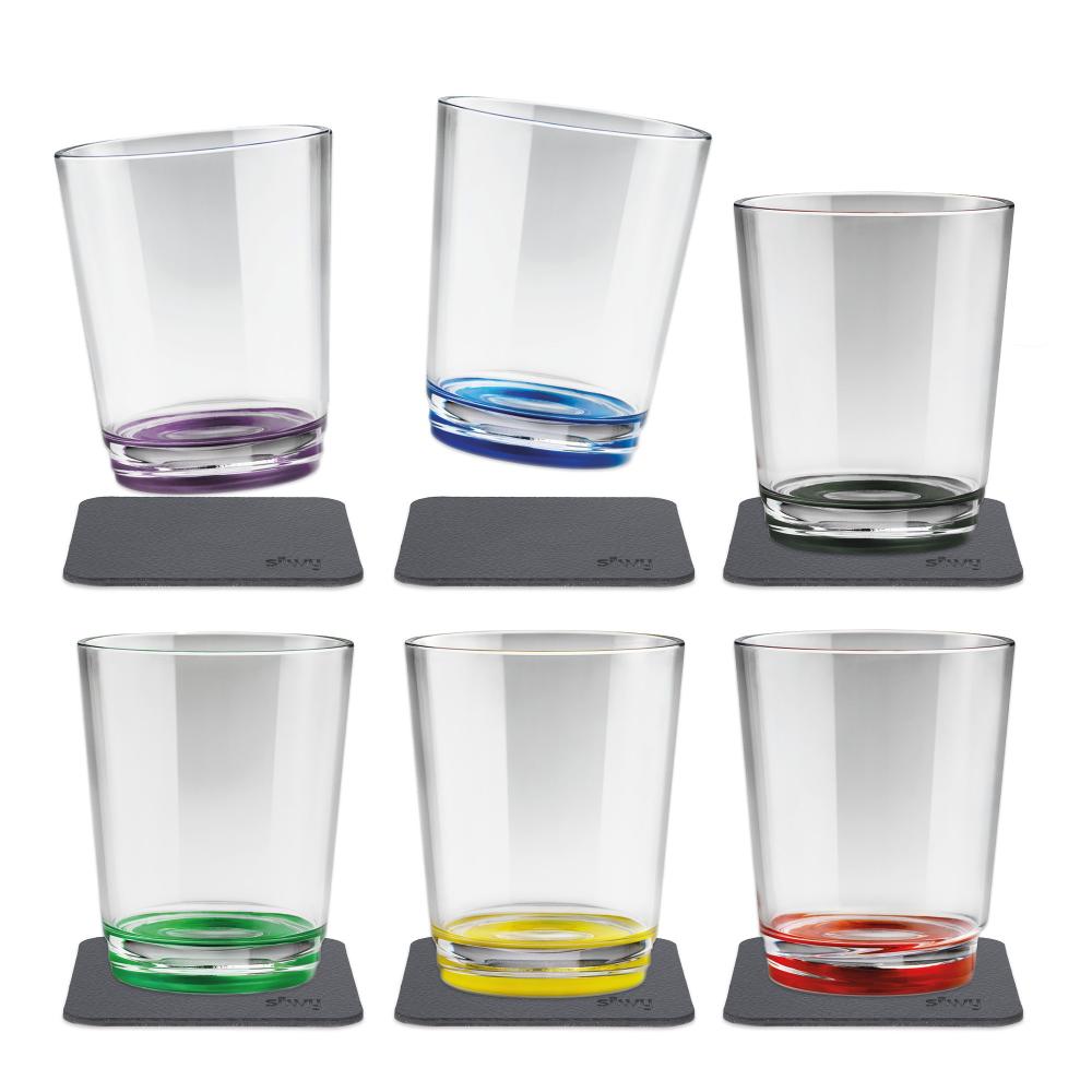 Magnetisk glass - Drikkeglass 25 cl. flerfarget 6 stk