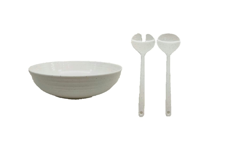 Salatbolle m/bestikk Graite Pearl Melamin
