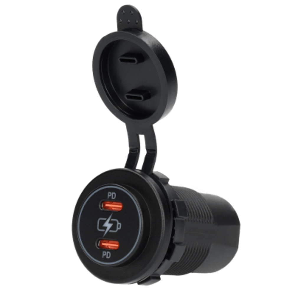USB-C lader x 2 12 V svart