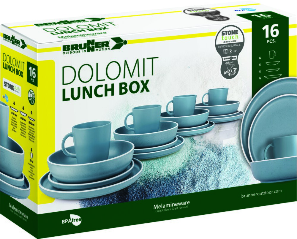 Servise Lunch Box Dolomit Melamin 16 deler blå