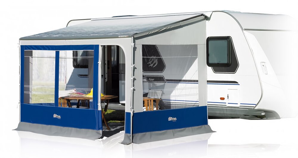 RipStop 255 Frontvegg til Caravanstore m/ vindu Blå